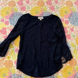 Elle Women's Navy Lace Top